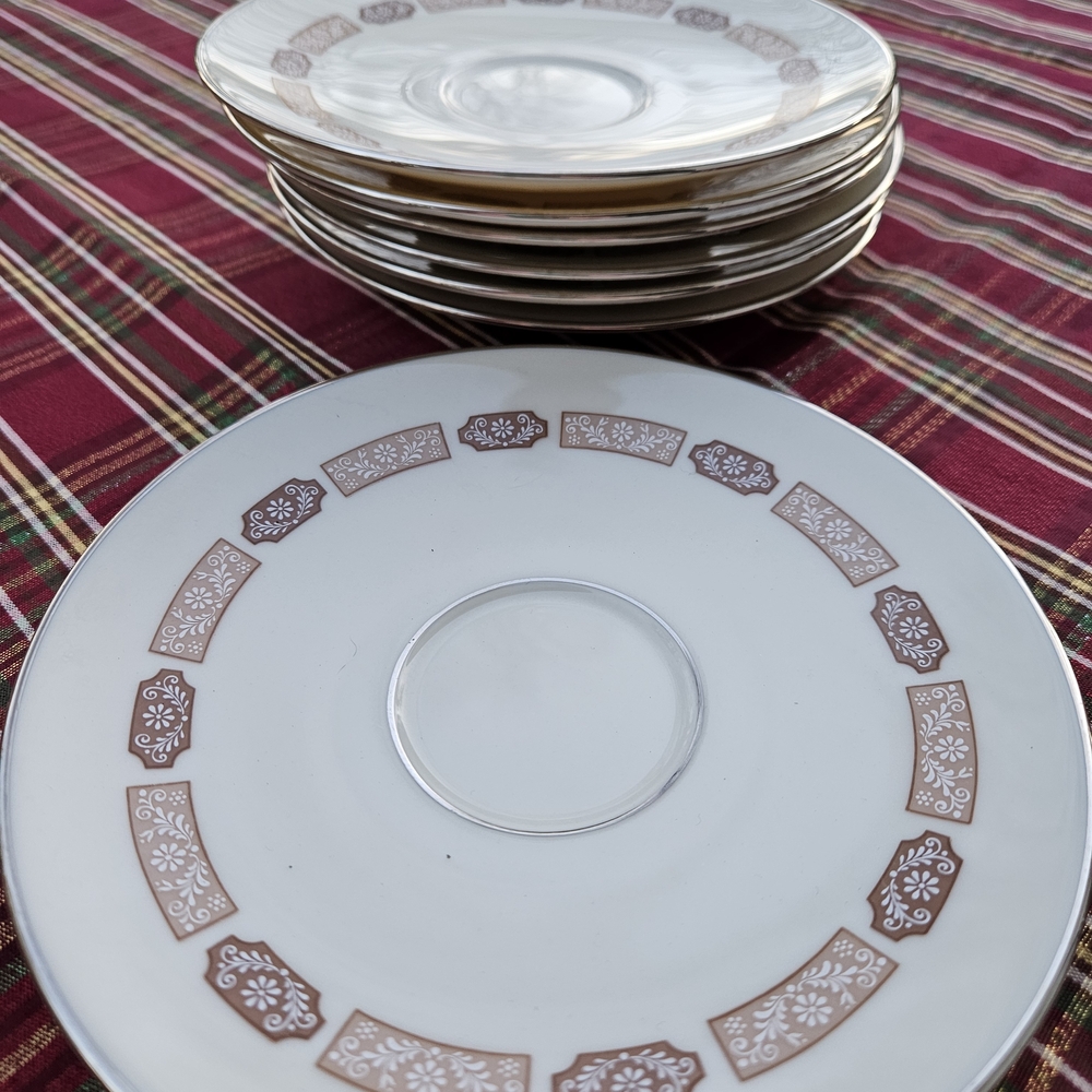 Seven Vintage Saucers Lenox Shalimar Pattern Mid Century Era Made in USA